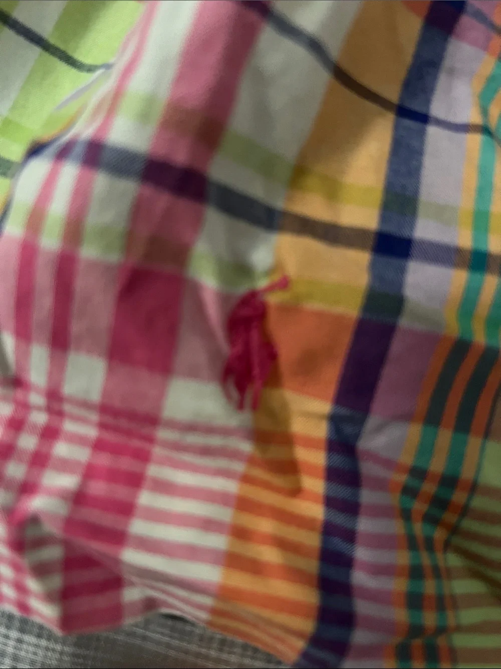 Ralph Lauren Pink Multicolor Plaid Circle Skirt with Double Buckle